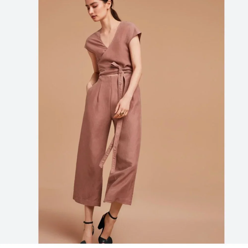 WILFRED Aretzia NWT Brax Jumpsuit Linen Blend in Nutmeg size 0